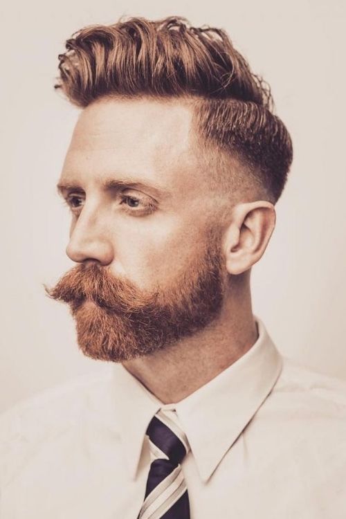 Copper pompadour with skin fade
