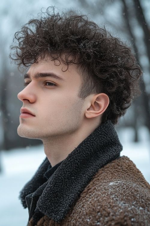 Curly Mullet with Tapered Neckline