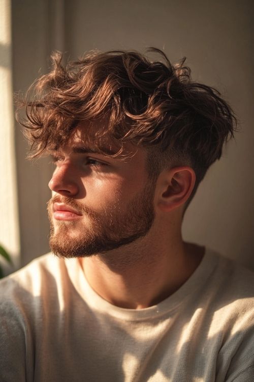 High Fade with Wavy Fringe