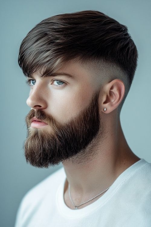 Mid Fade with Long Fringe