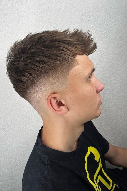 Mid taper fade with textured top