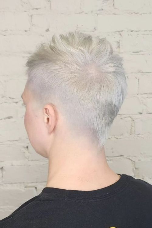 Platinum blonde buzz cut