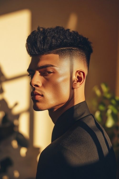 Short Pompadour with Skin Fade