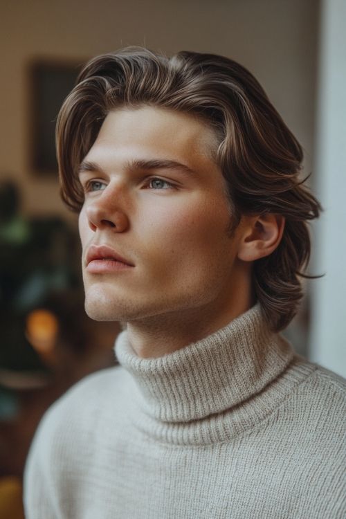 Subtle Mullet with Brushed-Back Top