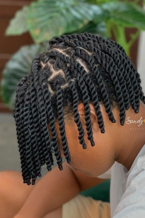  thick rope twists with scalp parting