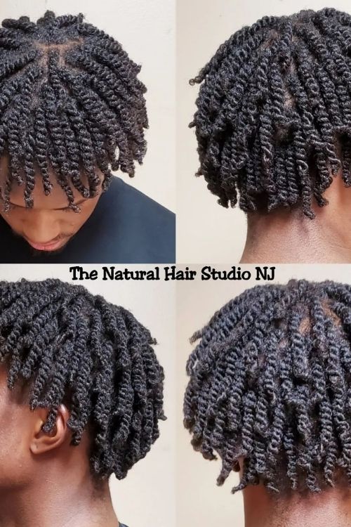  twists with defined scalp sections and a natural finish