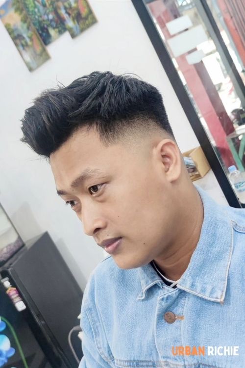 Black Low Fade Pompadour