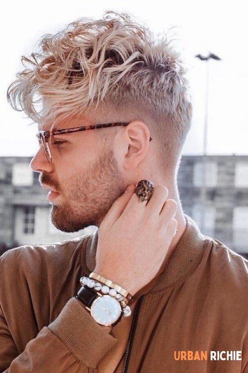 Blonde curly top with fade