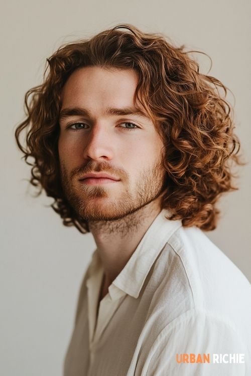 Curly Side Part with Mid-Length Top