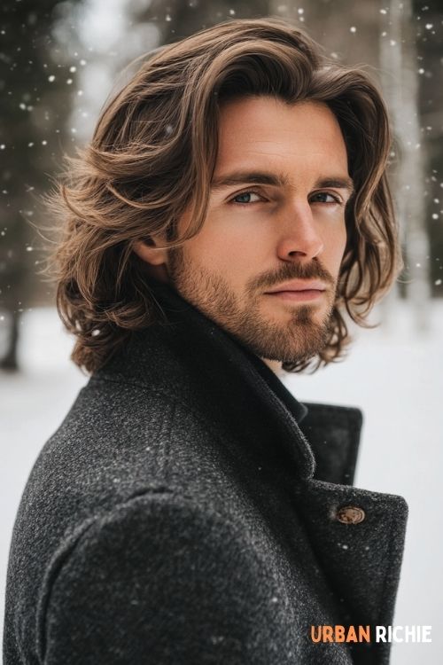 Medium-Length Hair with Deep Side Part and Volume