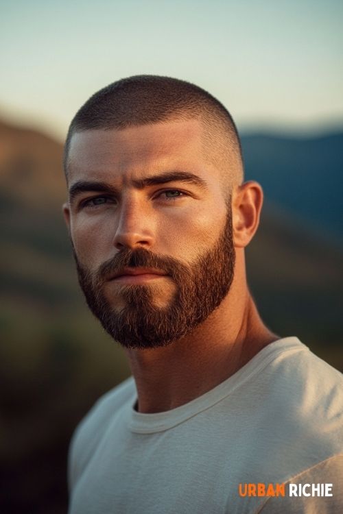 Short Buzz Cut with Light Beard