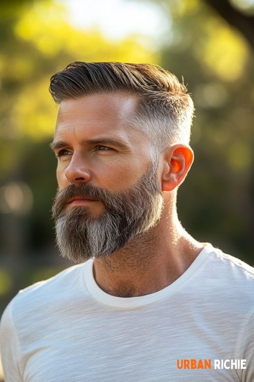 Short, Tapered Beard with Neatly Combed Hair