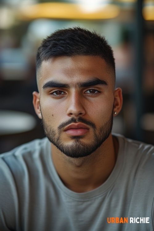 Short, Textured Crew Cut with Beard