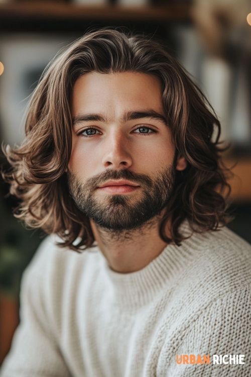 Shoulder-Length Hair with Deep Waves and Middle Part