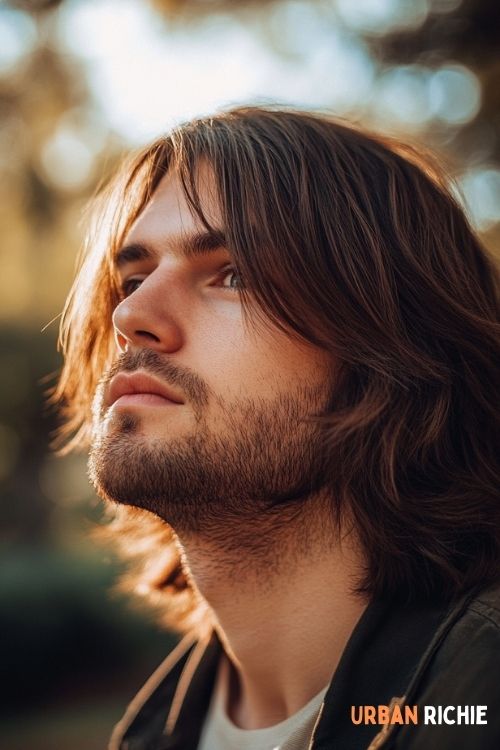 Straight Shoulder-Length Hair with Feathered Bangs