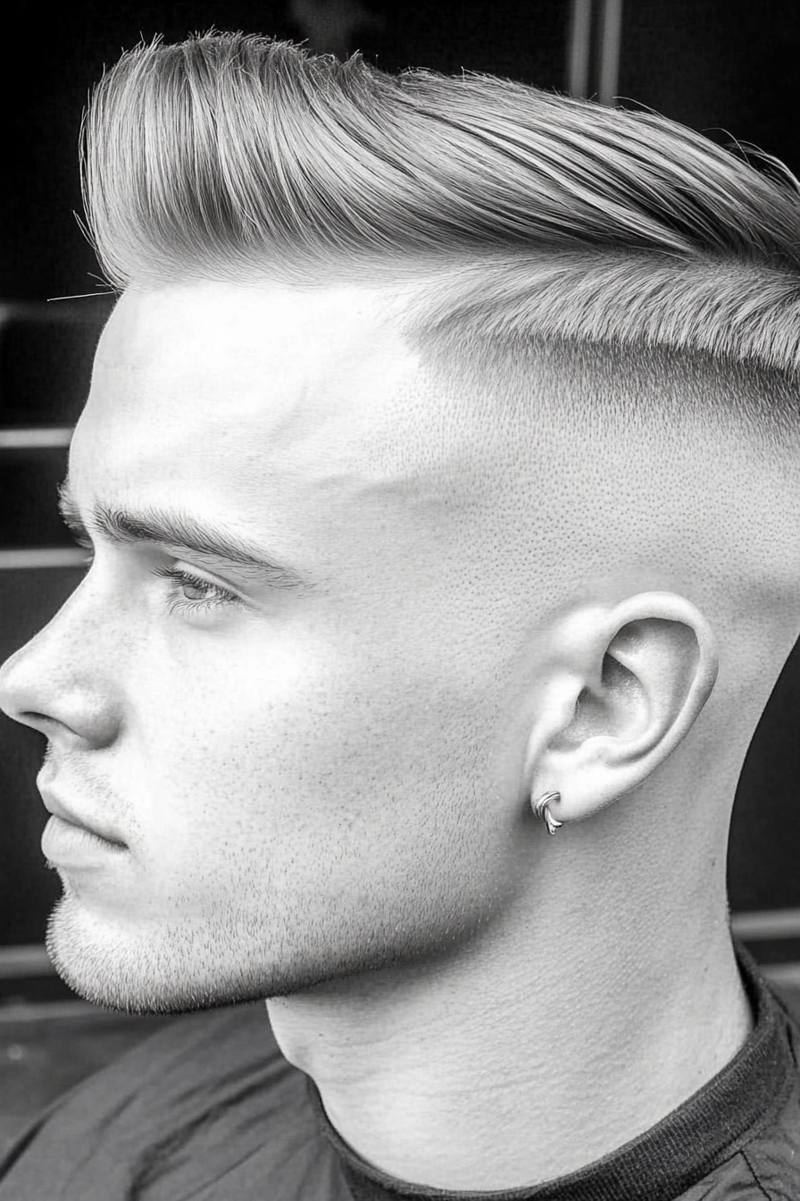 Sleek Pompadour with Skin Fade