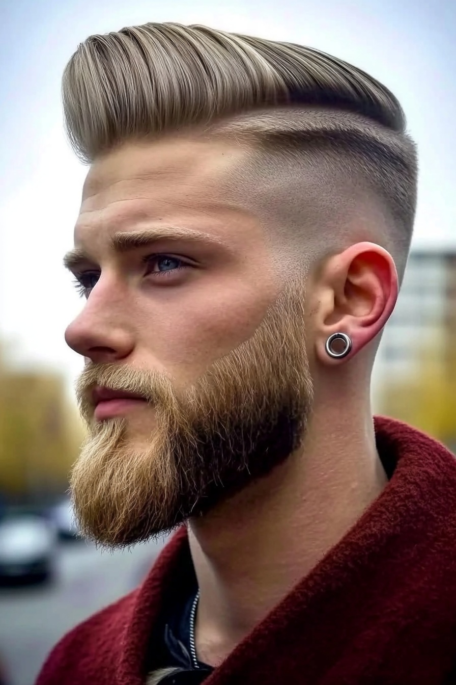 Modern Pompadour with Sharp Skin