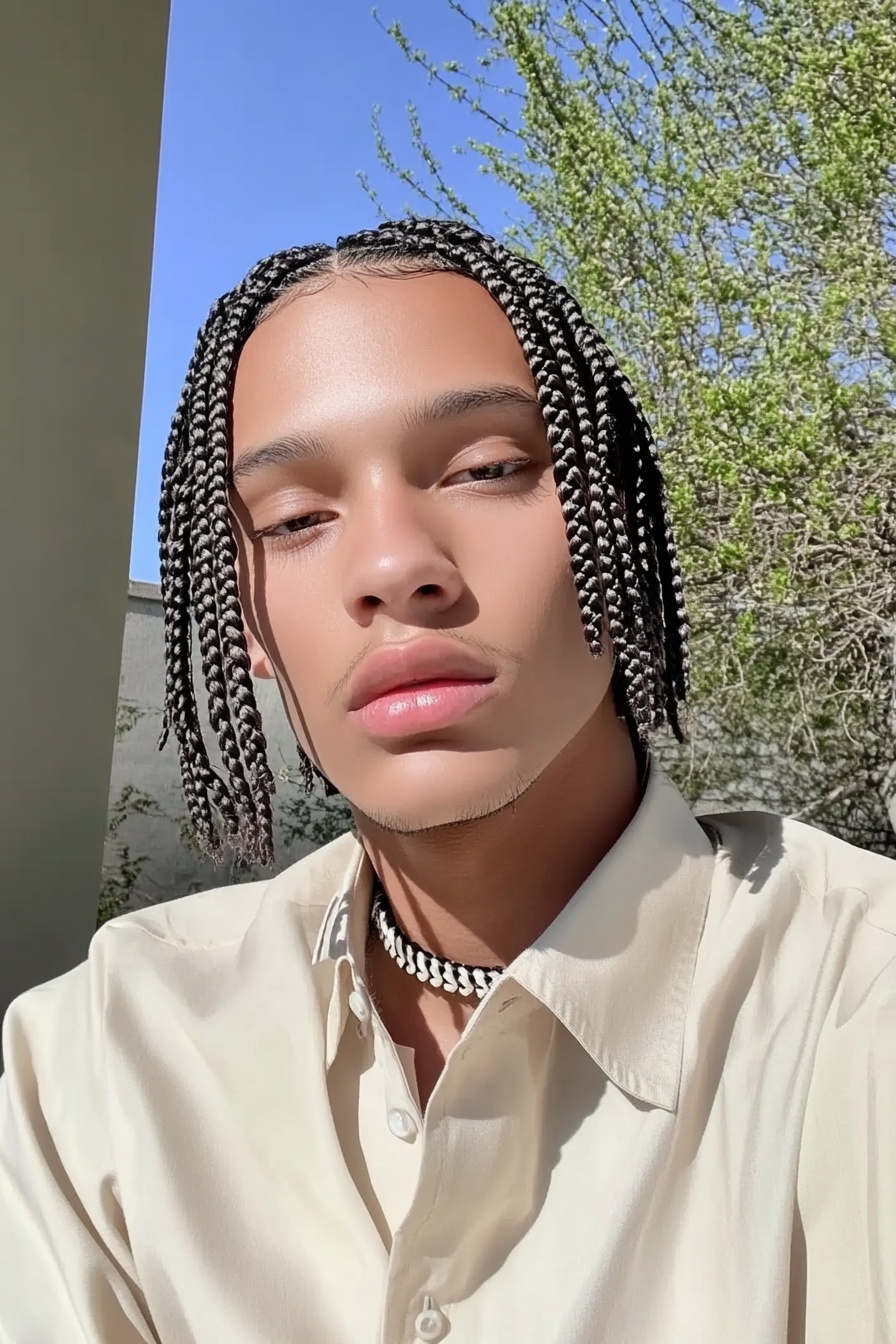 Neat Center-Parted Box Braids