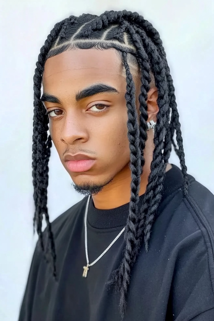 Straight Back Braids with Defined Parts