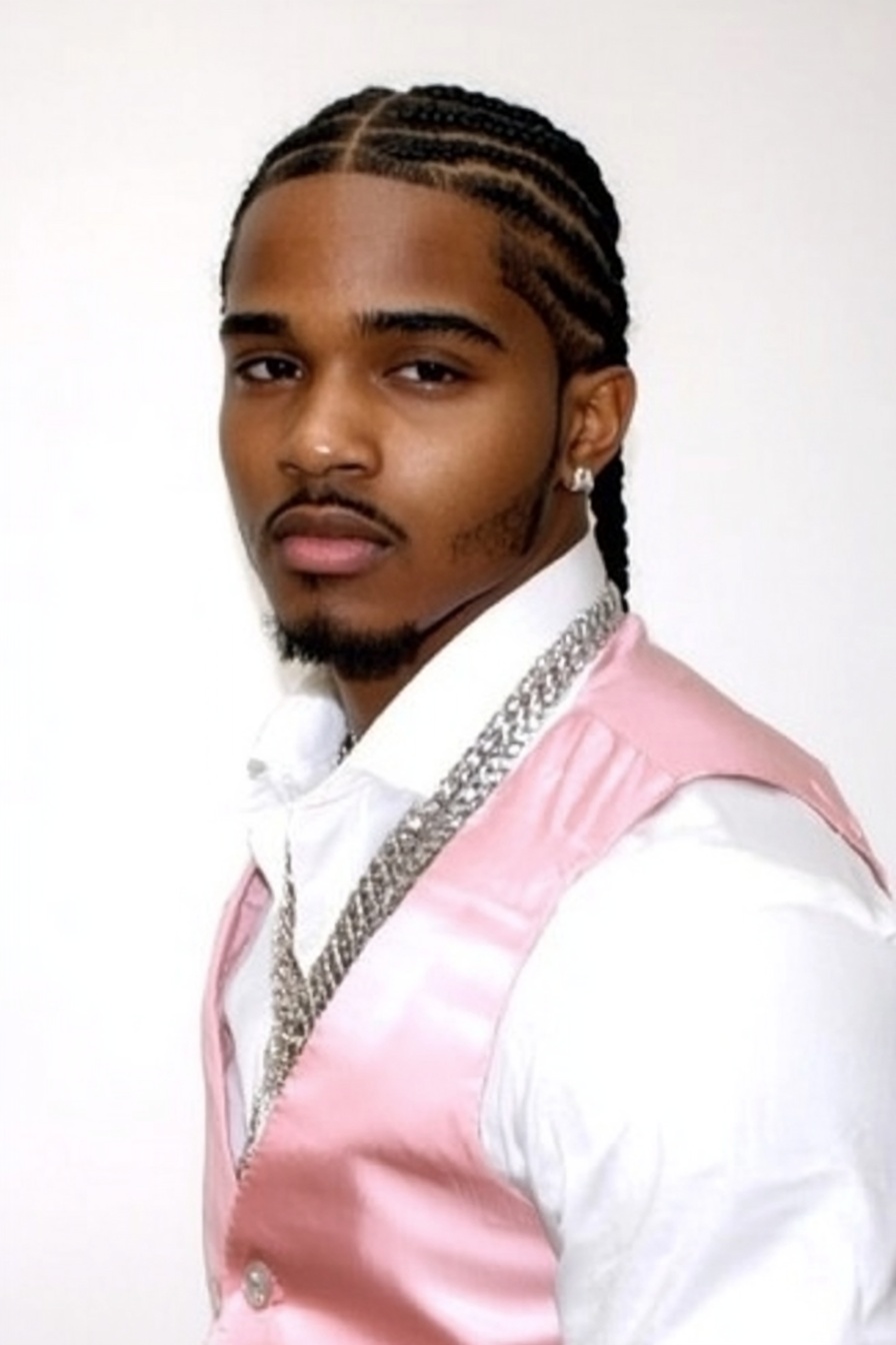 Straight Back Cornrows with Tapered Edges