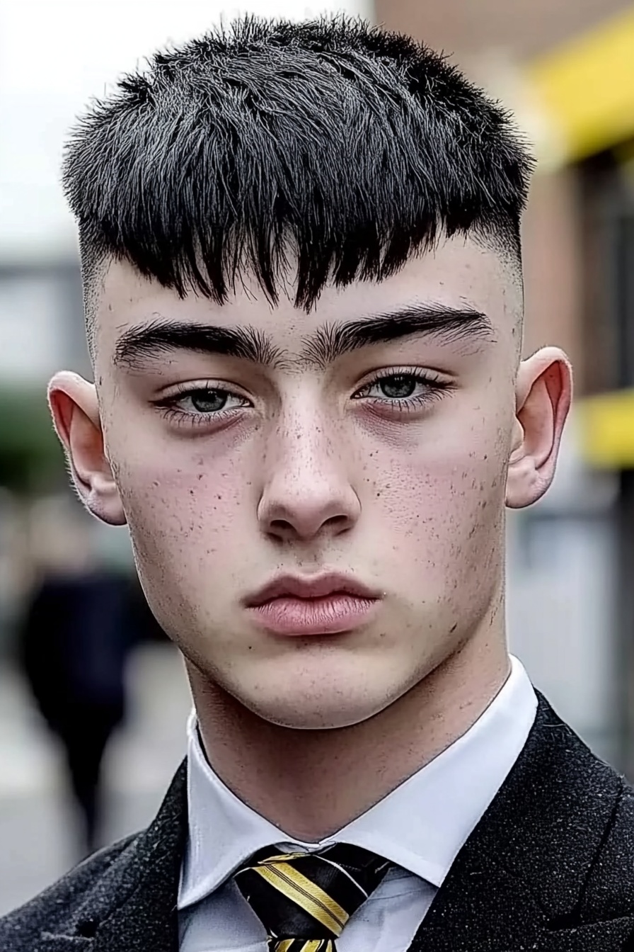 Choppy French Crop with Tapered Fade