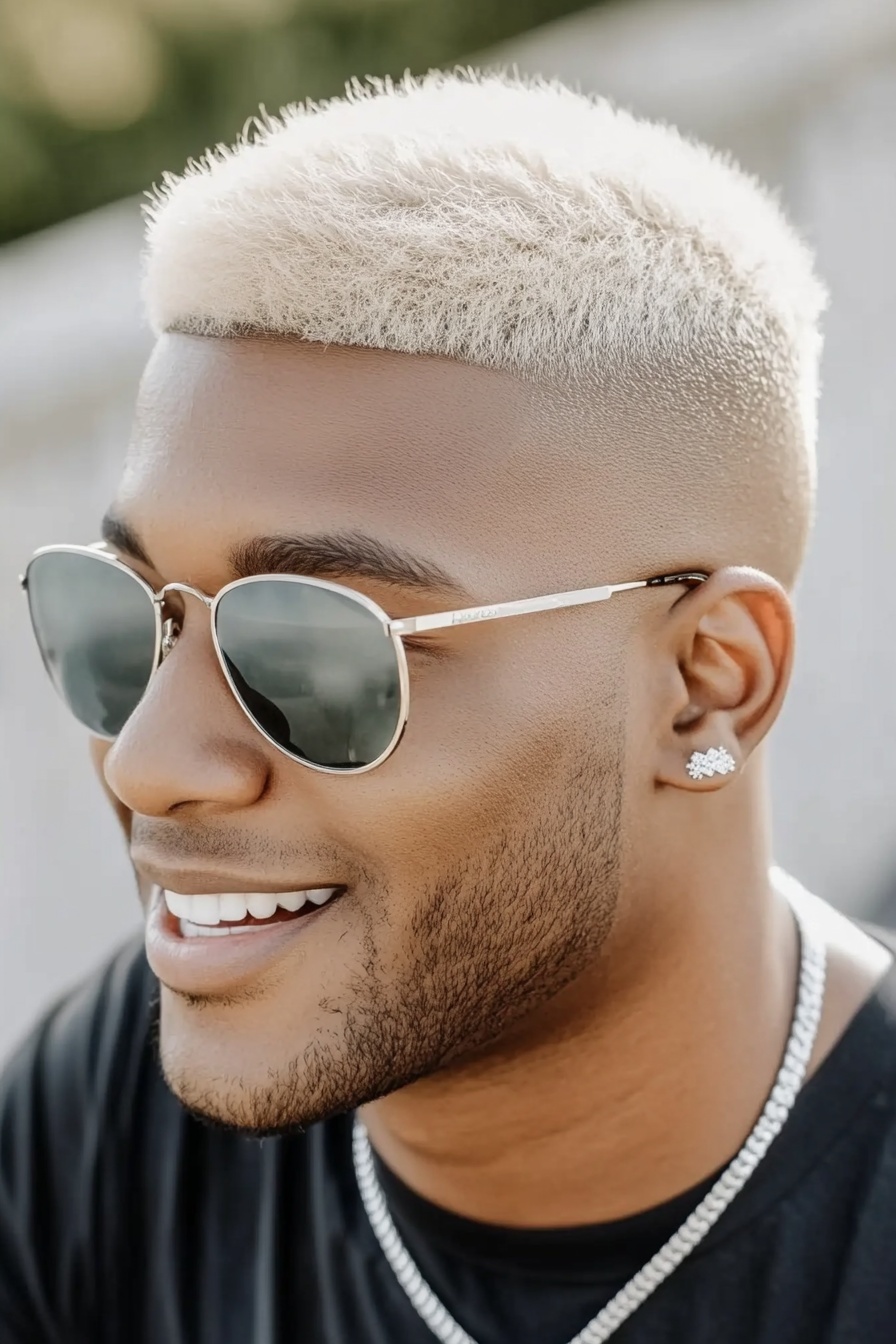  Icy Blonde High Top Fade