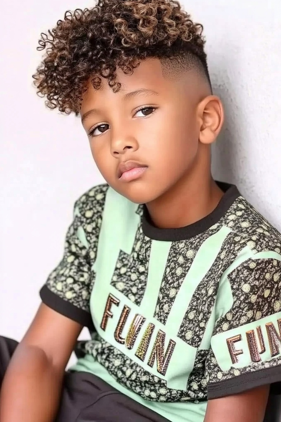 High Fade + Curly Top