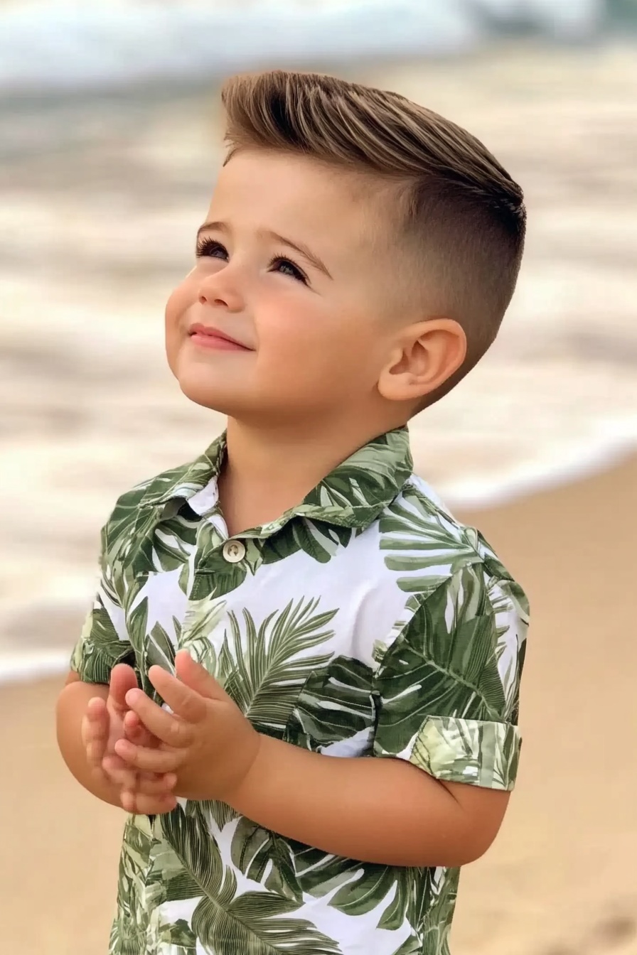Palm Print Shirt + Taper Fade
