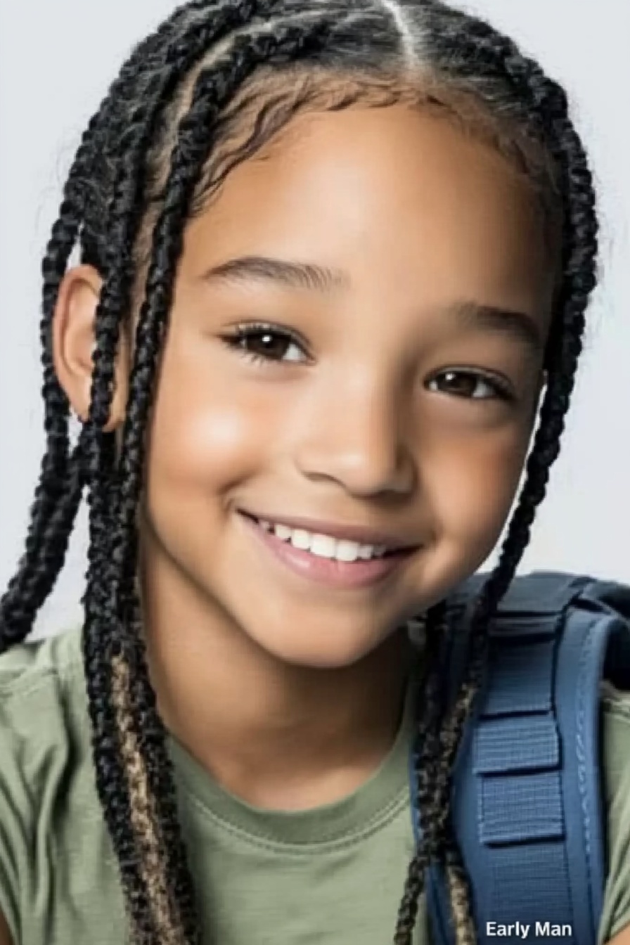 Box Braids + Crew Neck Tee