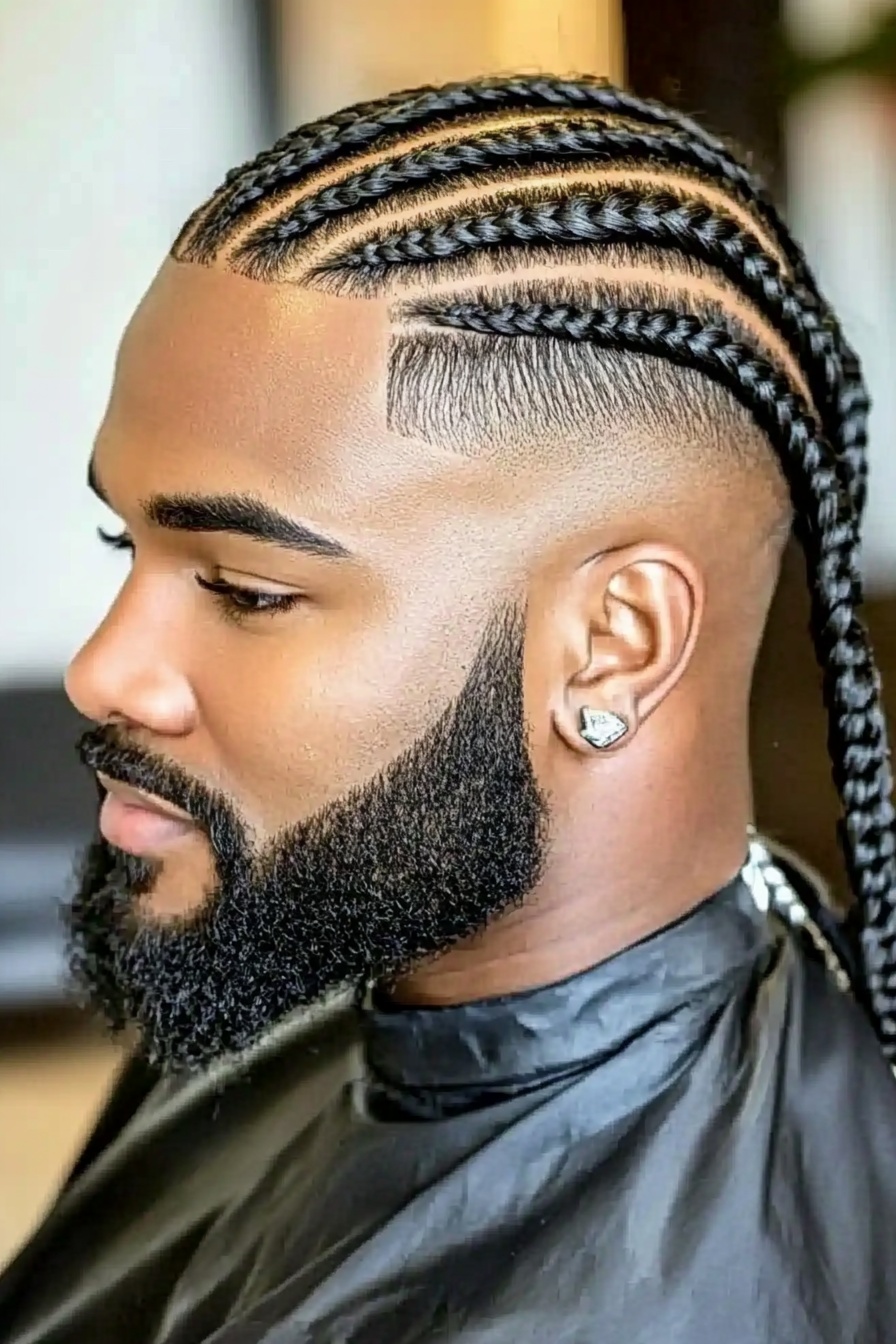 Braided Fade with Sharp Edges