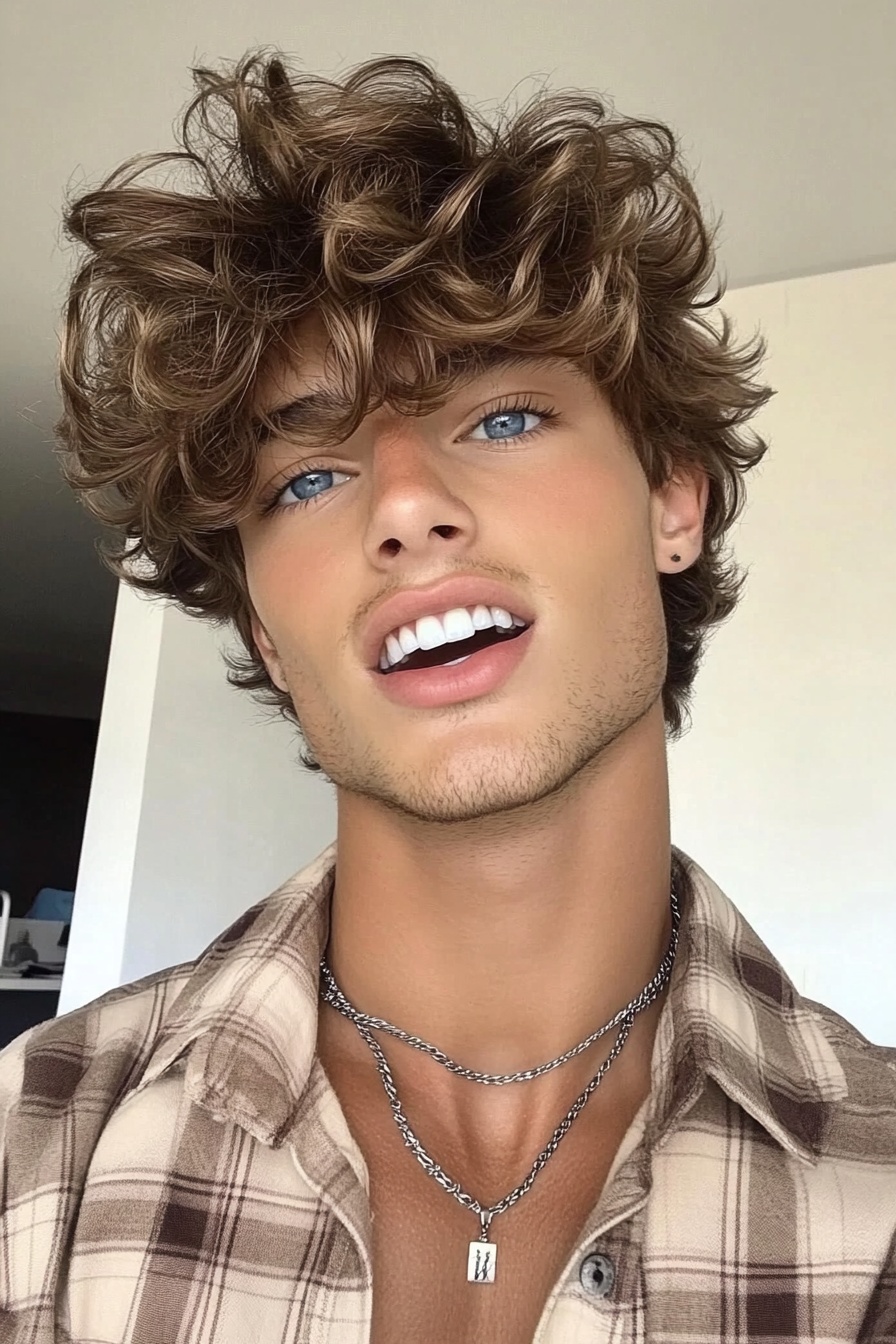Layered Curls with Fluffy Bangs