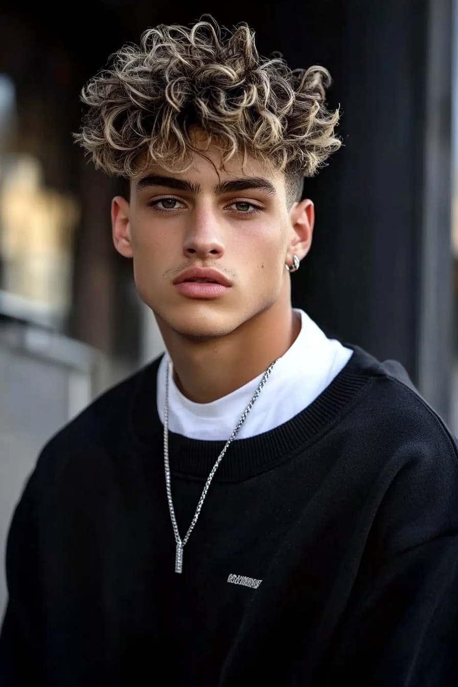 Blended Curls with Taper Fade