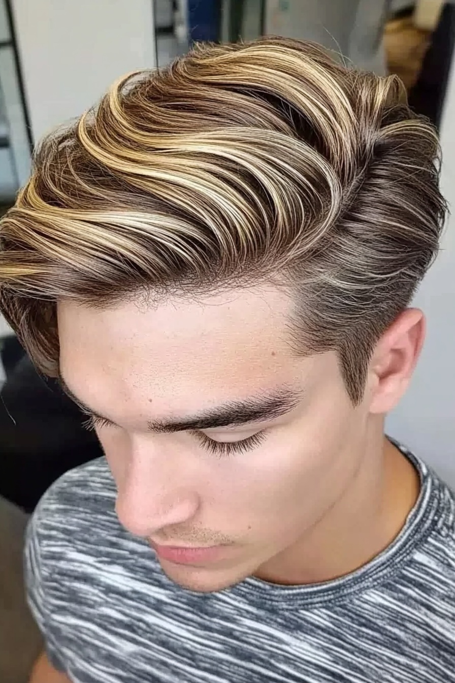 Blonde Streak Highlights on Brown Hair