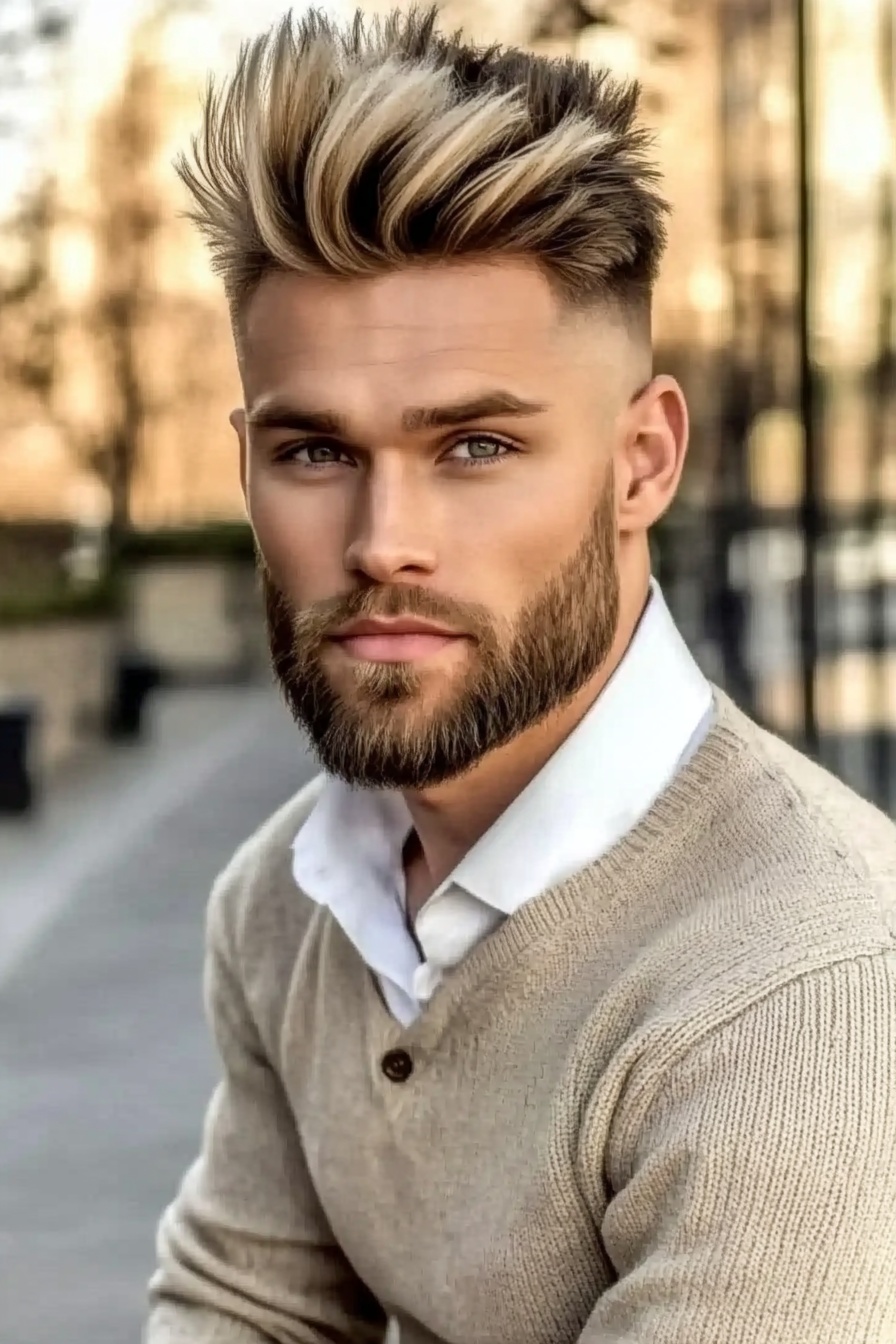 Ash Blonde Highlights and Skin Fade