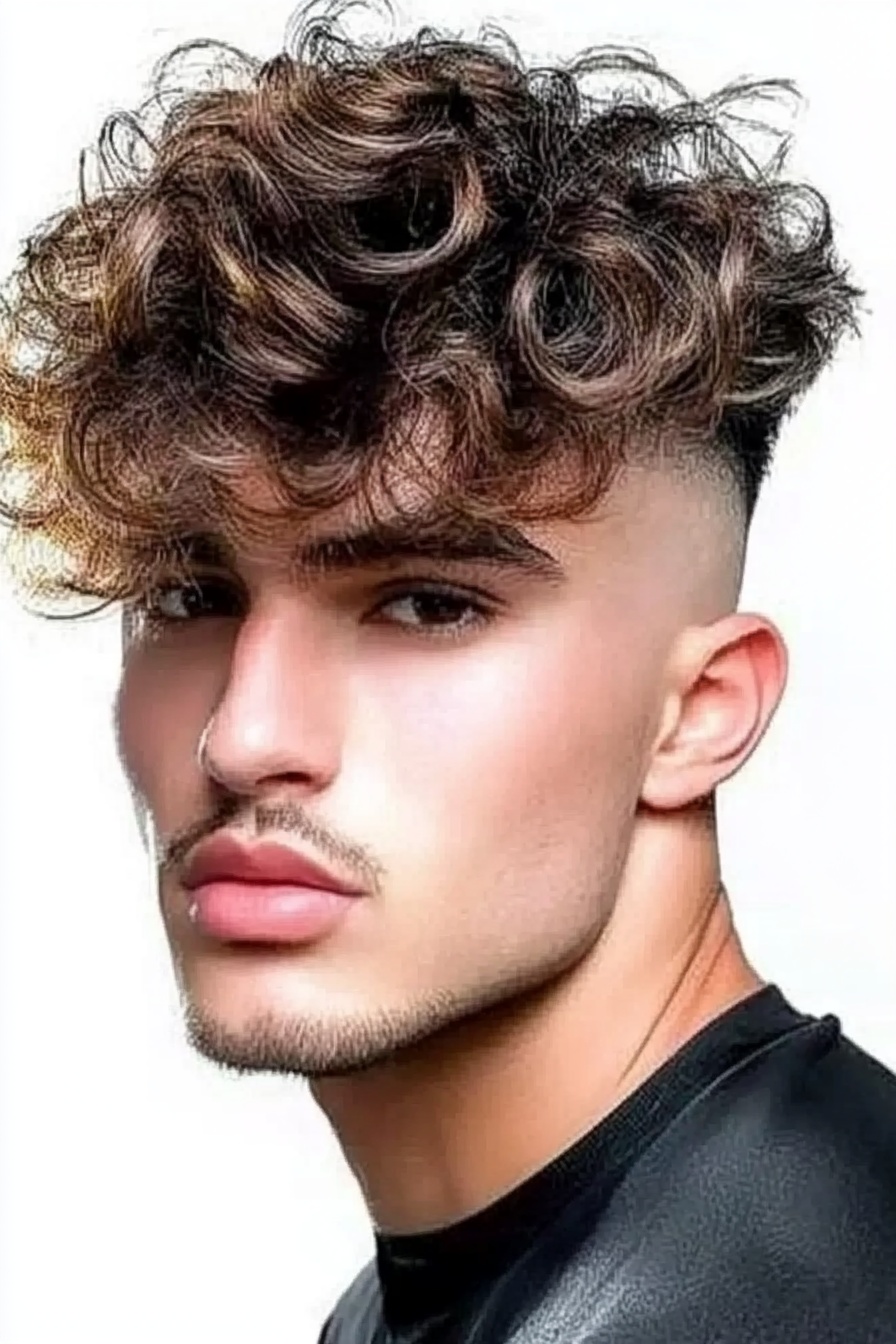 Curly Undercut with Golden Brown