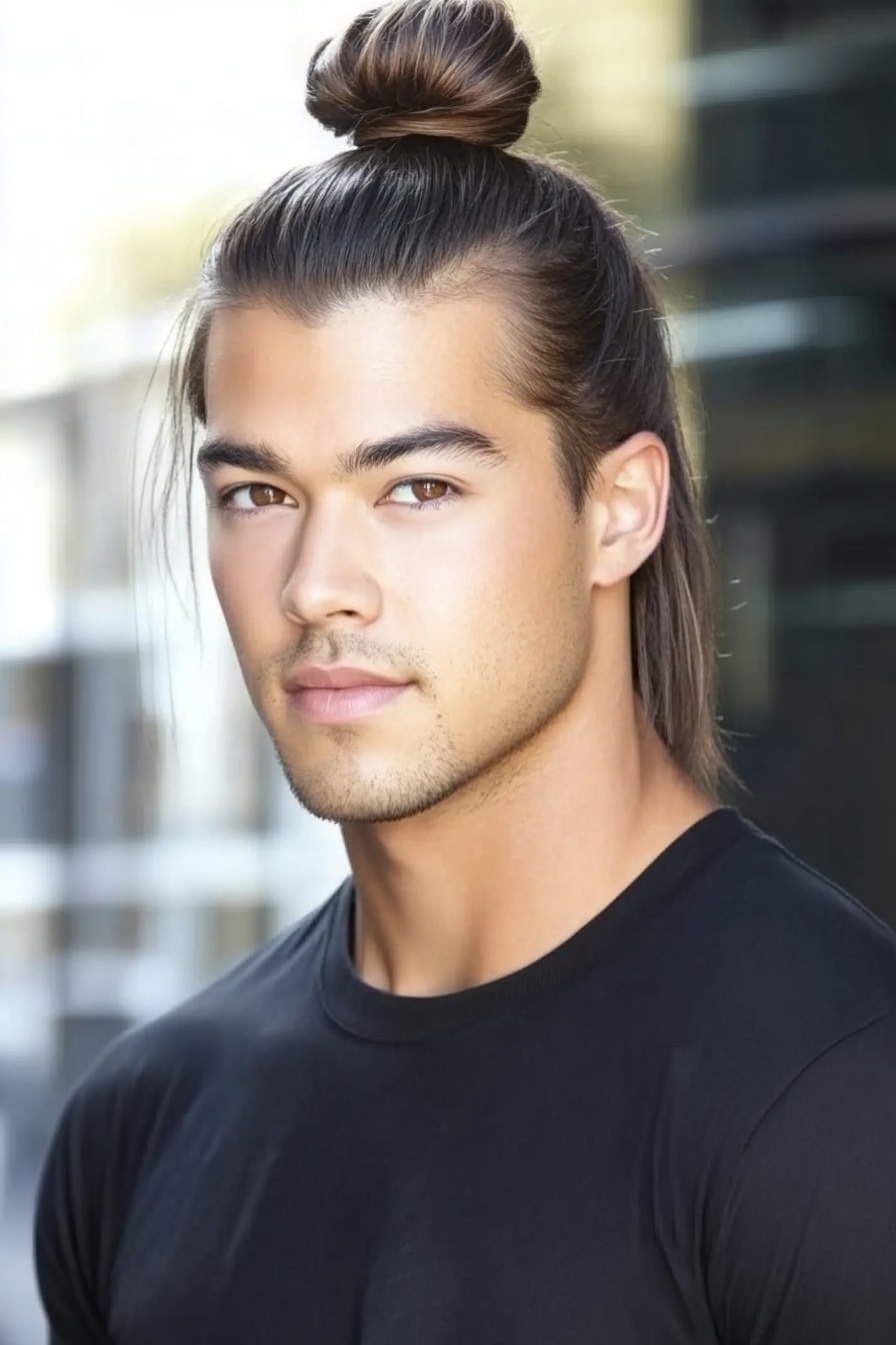 Black Crew Tee + High Man Bun