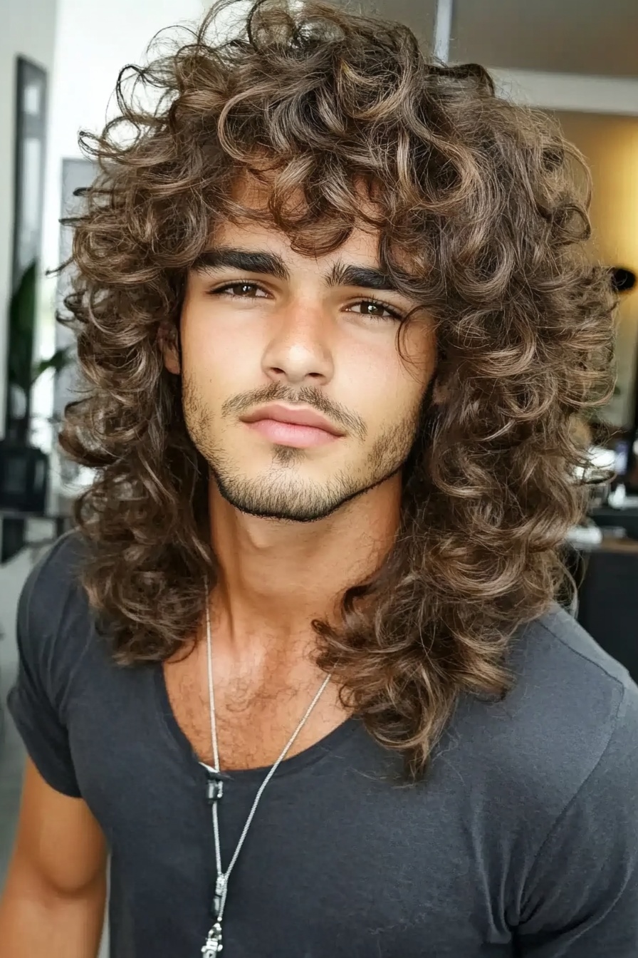 Layered Curls with Retro Rock Vibes