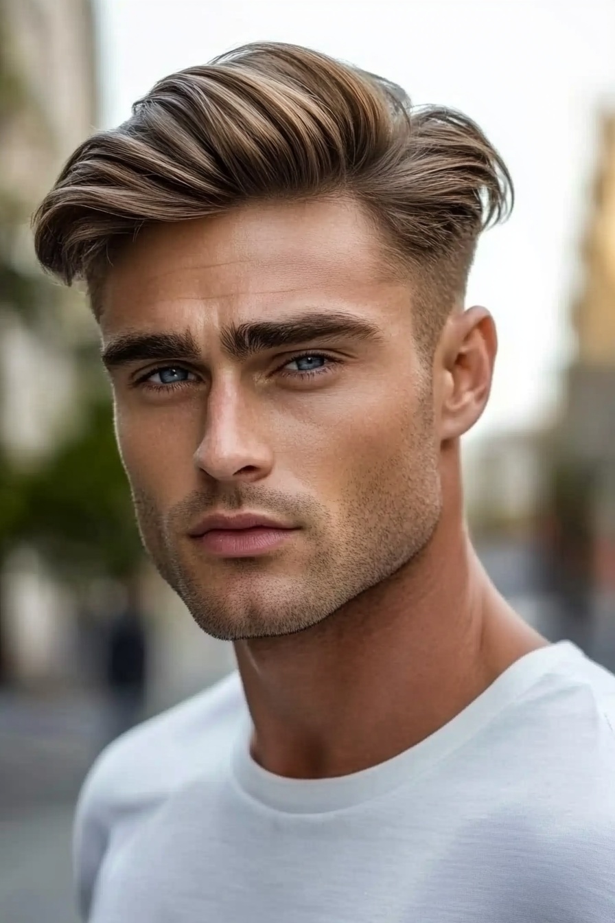 Layered Comb Over with Tapered Sides