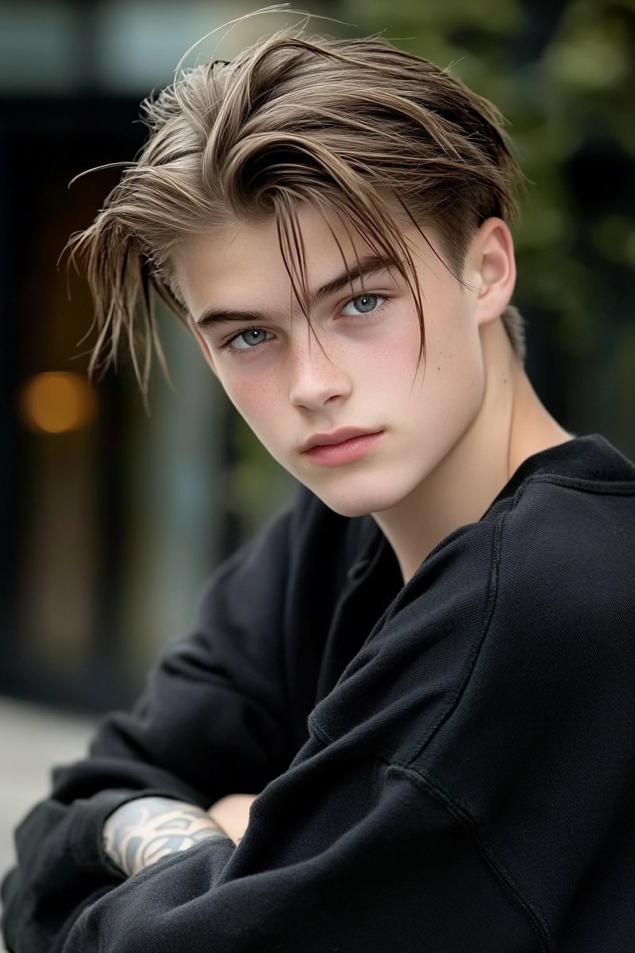 Casual Wet-Look Middle Part for a Laid-Back