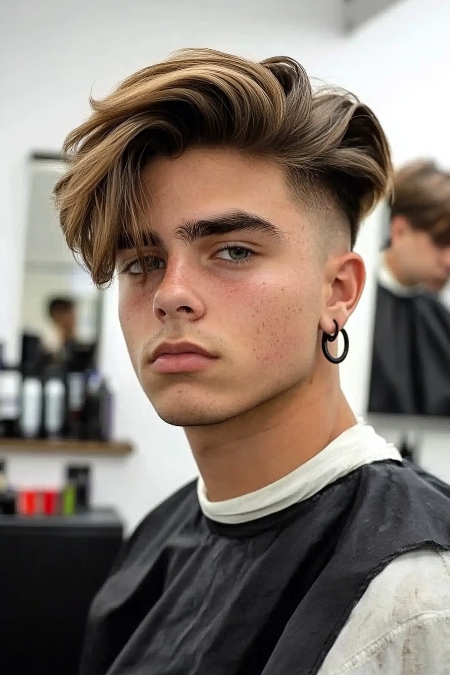 Textured Middle Part with Undercut Fade