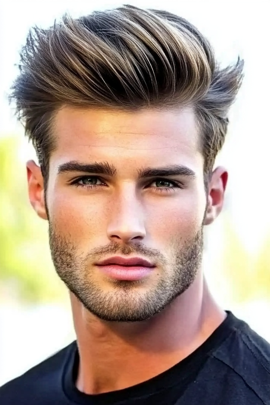 Brushed-Up Blonde Quiff With Natural Flow