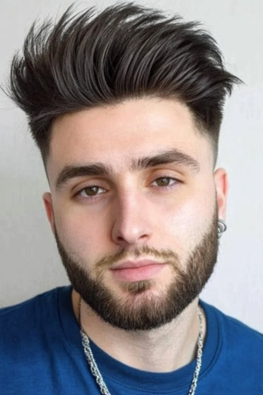 Volumized Textured Quiff With Tapered Sides