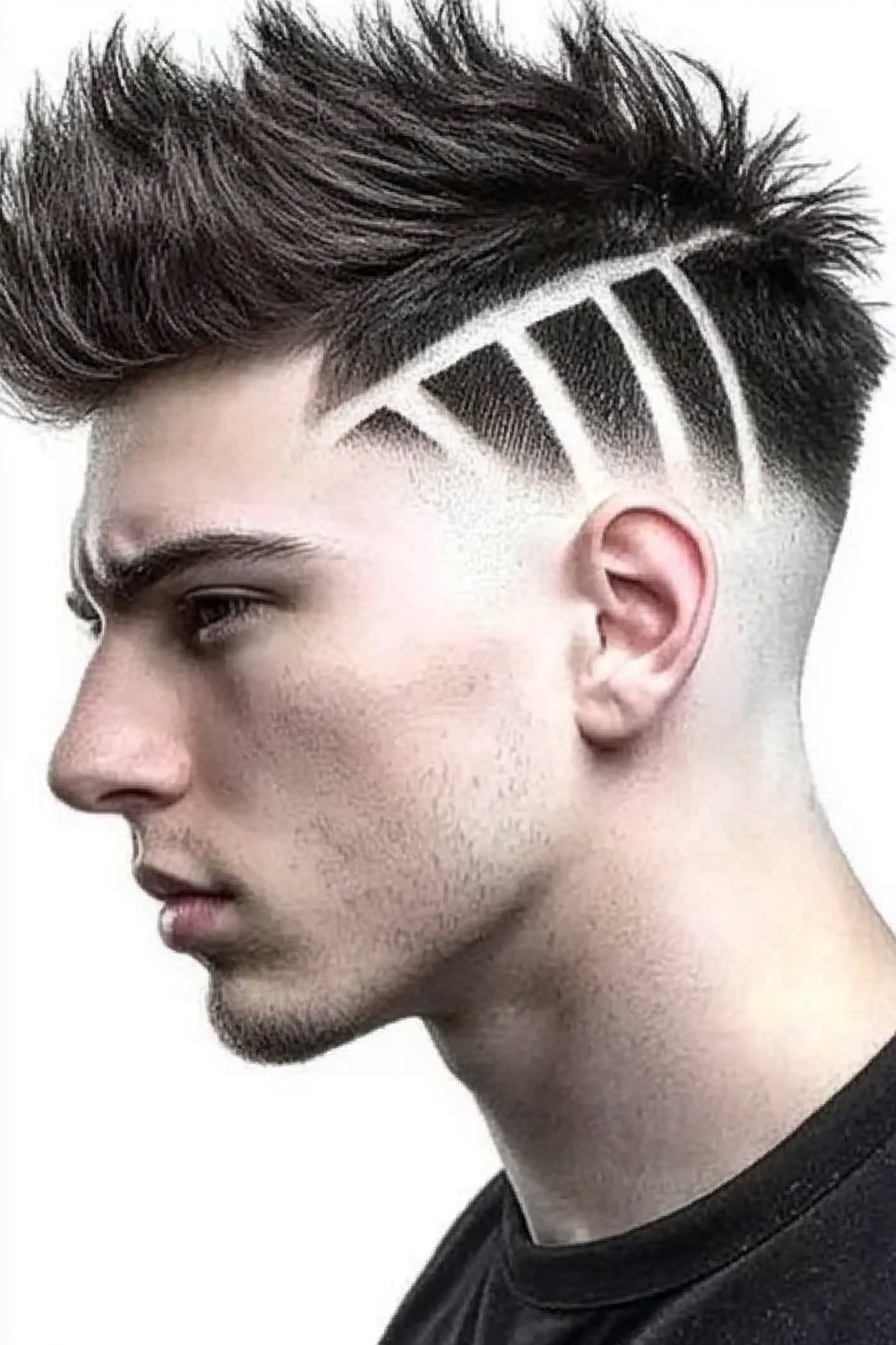 Taper Fade with Creative Line Art