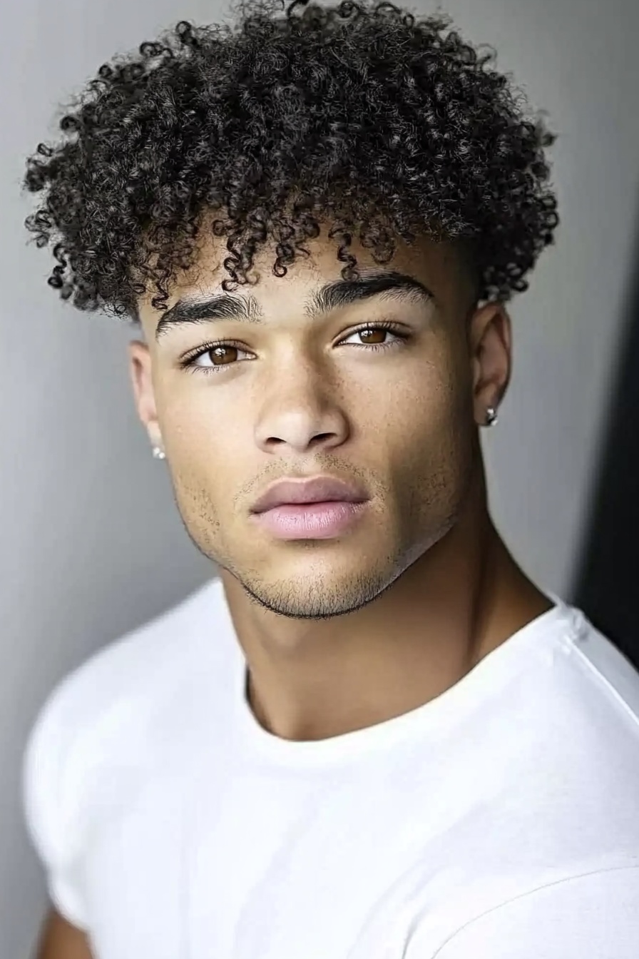Defined Curls + Drop Fade