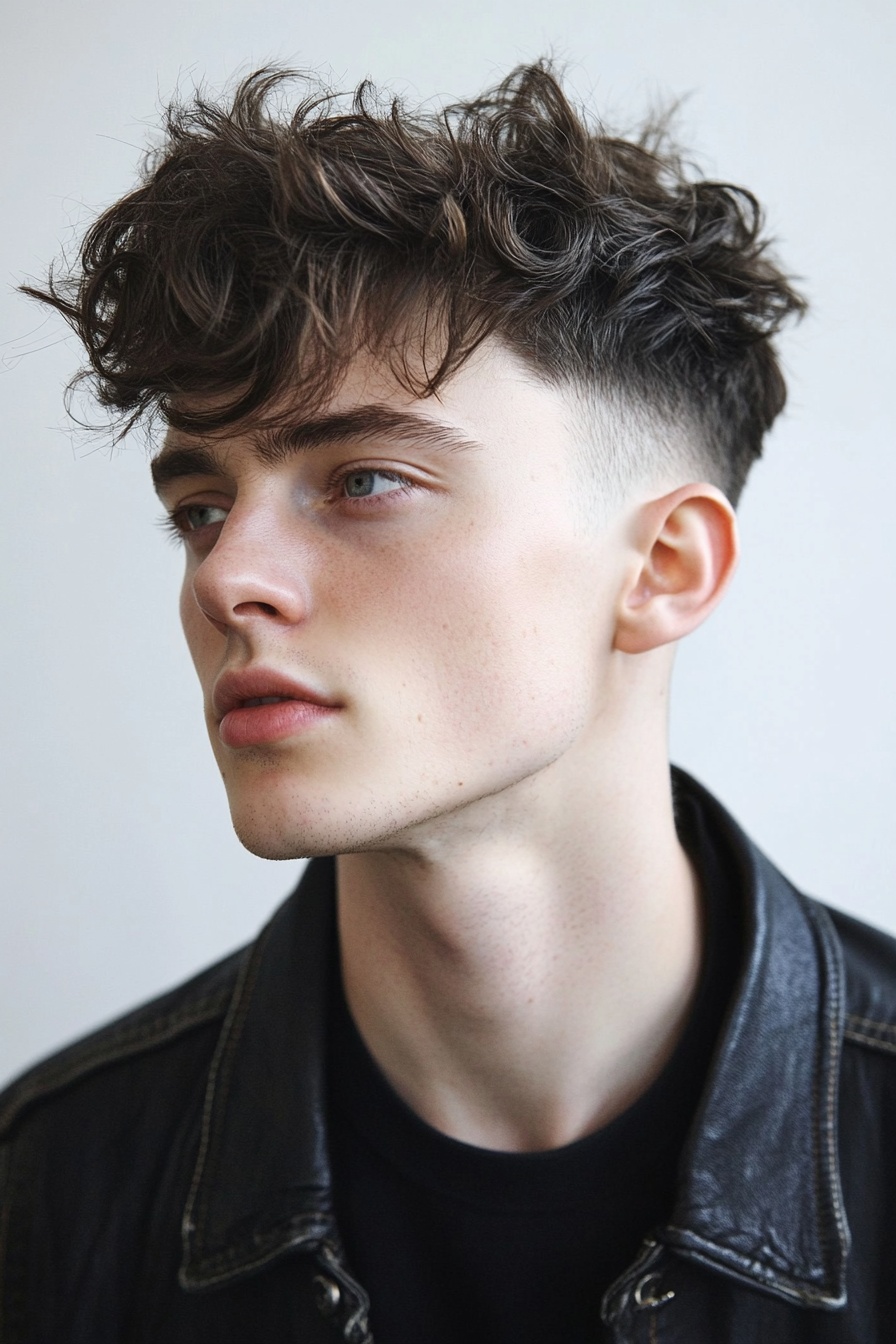 Taper Fade + Messy Curly Fringe