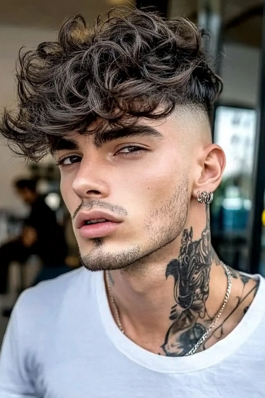 Curly Fringe + Skin Fade