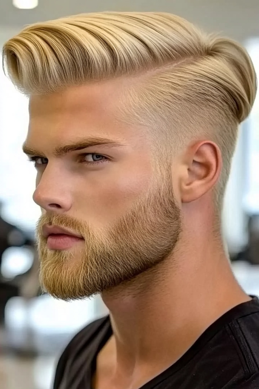 Slick Pompadour + Mid Fade