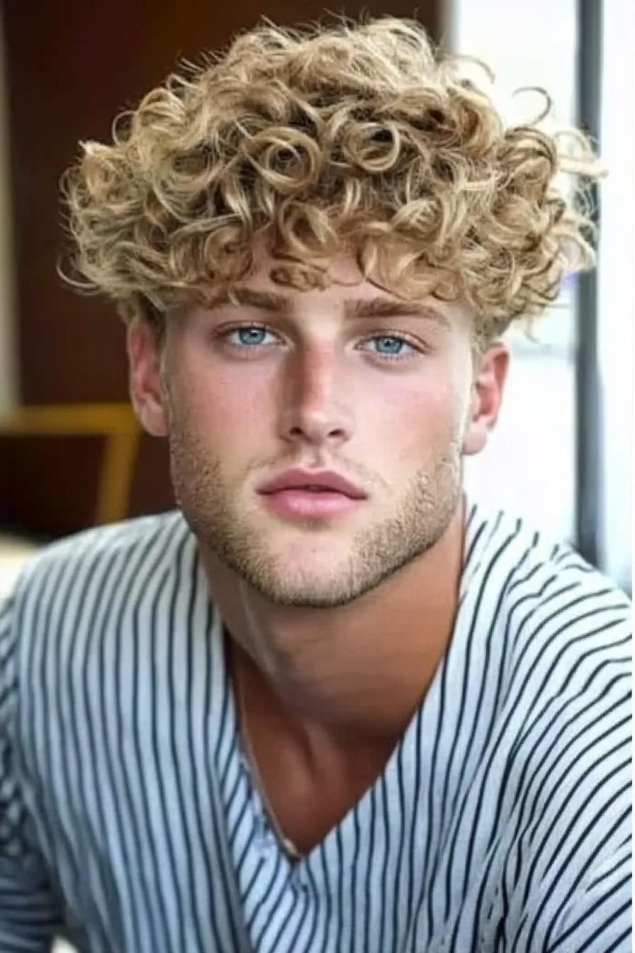 Voluminous Curly Blonde Hairstyle