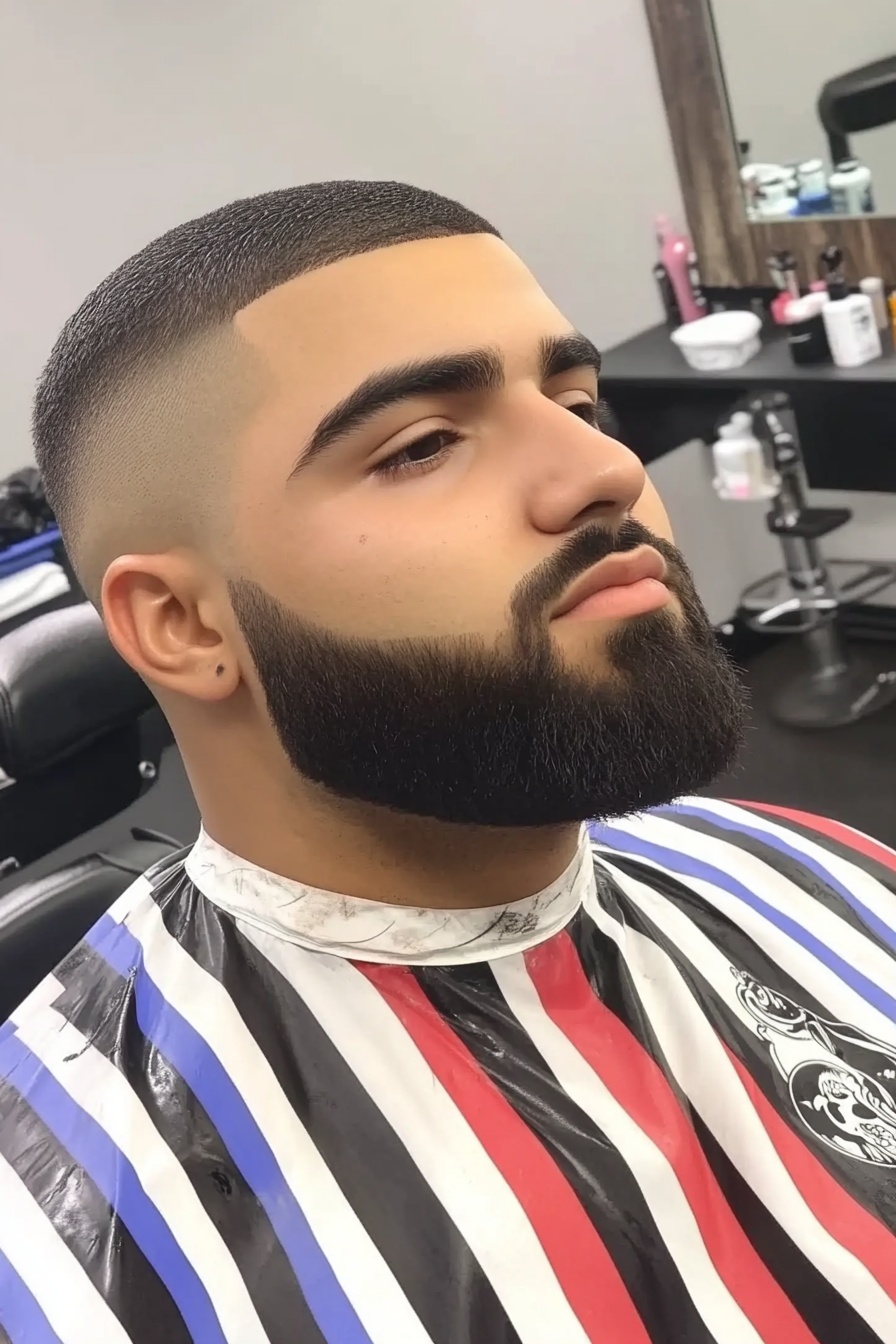 Skin Fade + Boxed Beard