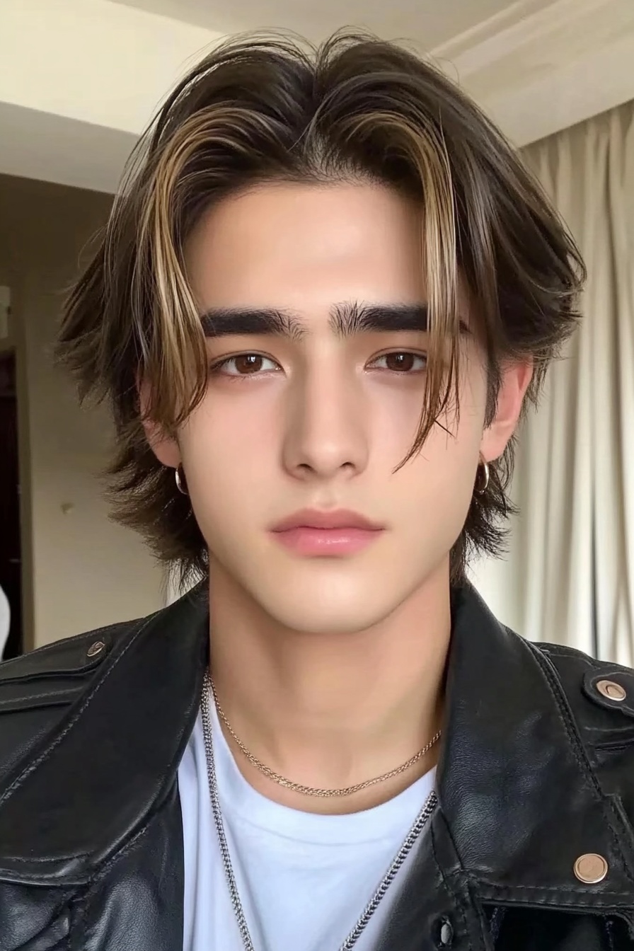 Middle Part + Layered Shag